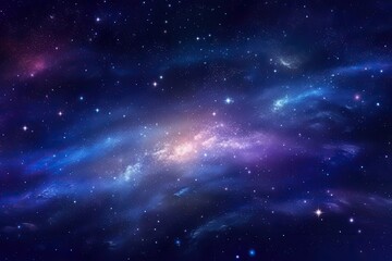 Wall Mural - stunning cosmic landscape in shades of blue and purple filled with twinkling stars. Generative AI