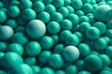 Wall Mural - Abstract background created from Green and Aqua 3D Balls. Multicolored 3D Render. Generative AI