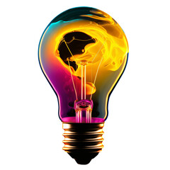 Wall Mural - a colorful idea lightbulb, isolated design element on transparent background, bright idea and creative thinking, generative ai
