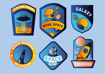 Wall Mural - space labels set. collection of stickers for social networks and messengers. astronaut, spaceship, p