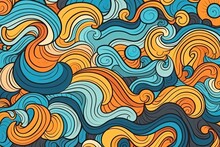 Vibrant And Dynamic Pattern With Flowing Waves And Twisting Swirls. Generative AI
