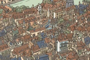 Sticker - bustling cityscape with skyscrapers and busy streets. Generative AI