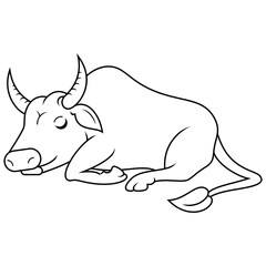 Sticker - Cartoon buffalo isolated on line art