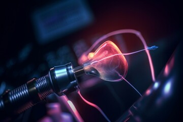 Wall Mural - Dental diode laser for gum therapy drawing. The idea of gum disease treatment with laser therapy. Generative AI