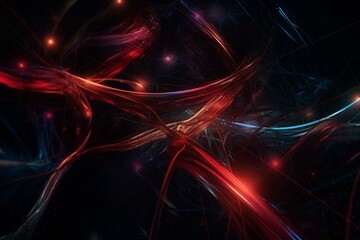 Wall Mural - a colorful abstract background with lines and lines in the middle of the image, with a black background and a red and blue background with white lines. generative ai