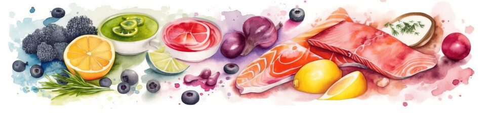 Sticker - A painting of a variety of fruits and vegetables. AI generative image