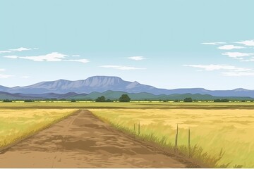 Canvas Print - scenic dirt road with mountainous landscape. Generative AI