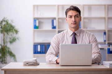 Young male employee working in the office