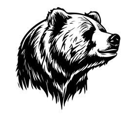 Grizzly bear Face, Silhouettes Grizzly bear Face SVG, black and white Grizzly bear vector