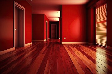 Wall Mural - floors in red tones with beautifully arranged wood floor, created with generative ai