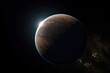 detailed view of distant exoplanet, with its atmosphere and surface visible, created with generative ai