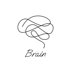Brain icon continue single line illustration set collection template