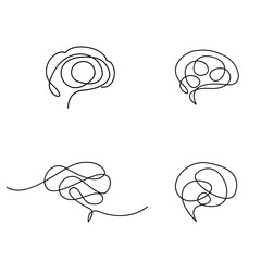 Wall Mural - Brain icon continue single line illustration set collection template
