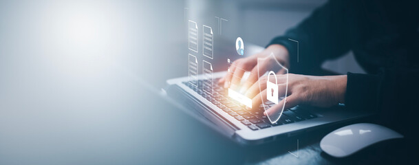 Cyber security and Security password login online concept  Hands typing and entering username and password of social media, log in with smartphone to an online bank account, data protection hacker