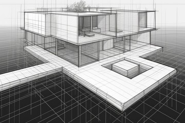 Wall Mural - a drawing of a modern house. Generative AI