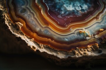 Poster -  a close up of a rock with a large piece of agate.  generative ai