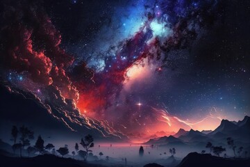 Wall Mural - Sky star night galaxy. Generative AI