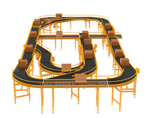 Wall Mural - Conveyor belt isolated on transparent background. 3d rendering - illustration