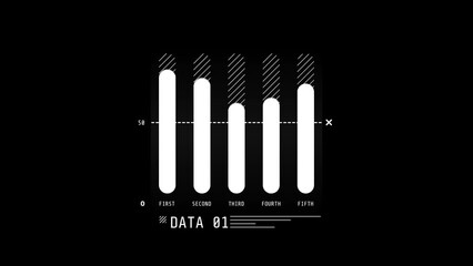 Wall Mural - animated hud infographic element five columns bar chart.