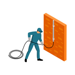 Wall Mural - Isometric Electrician Illustration