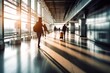 © Miguel Aguirre - People walking through an ends with motion blur. Generative AI