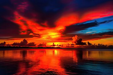 Canvas Print - Vibrant colors of this sunset are truly breathtaking. Generative AI