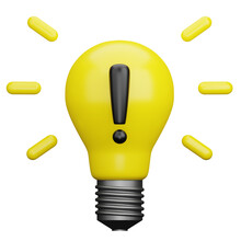 Light Bulb With Warning Sign 3d Illustration