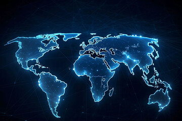 Wall Mural - blue earth map glow light background illustration
