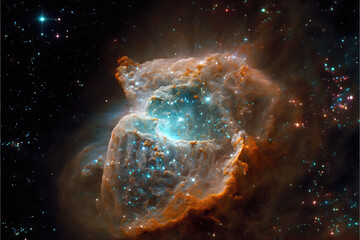 Wall Mural - pearl nebula with stars. fantasy galaxy generative ai background
