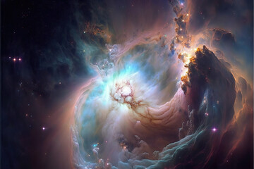 Wall Mural - pearl nebula with stars. fantasy galaxy generative ai background