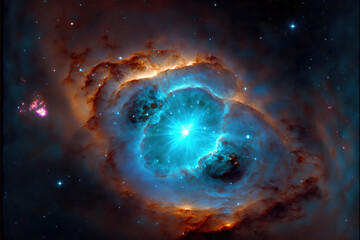 Wall Mural - glowing nebula with stars. fantasy galaxy generative ai background