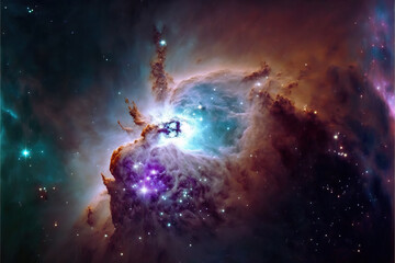 Wall Mural - pearl nebula with stars. fantasy galaxy generative ai background