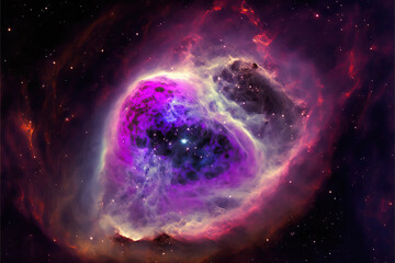 Wall Mural - glowing nebula with stars. fantasy galaxy generative ai background