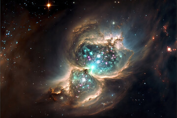 Wall Mural - pearl nebula with stars. fantasy galaxy generative ai background