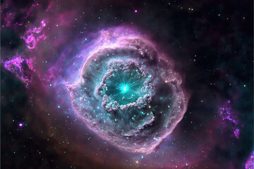 Wall Mural - pearl nebula with stars. fantasy galaxy generative ai background
