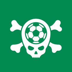 Sticker - Skull soccer ball with crossbones - vector emblem