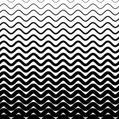 Wall Mural - geometric pattern. fading seamless border. black waves line isolation on white background. faded per