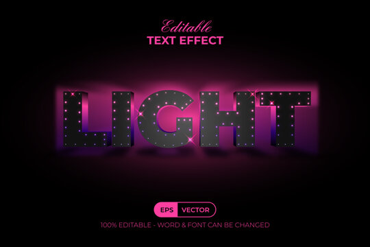 Light text effect colorful backlight style. Editable text effect.