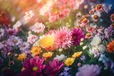 Fototapeta Kwiaty - Be Captivated by Nature's Beauty: Vibrant Spring Blooms for Decorative Backgrounds and Fresh Floral Wallpaper: Generative AI