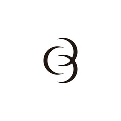 letter cb linked object simple geometric logo vector