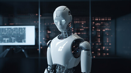 3d cyborg futuristic robot technology background created with generative ai