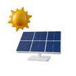 solar cell panel with sun, renewable power energy icon, 3d rendering, sustainability, reduce co2 emission, green energy concept