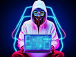 © May - Anonymous hacker with hoodie. Concept of hacking cybersecurity, cybercrime, cyberattack, etc.