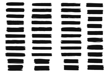 Fototapete - Diverse set of black paint - ink brush strokes, brushes, lines, spray, ink splash , mud and other Dirty artistic design elements. Spray graffiti stencil template ink brush strokes