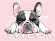 Cute french bulldog sketch. Vector illustration in hand-drawn style . Sweet illustration. Image for printing on any surface