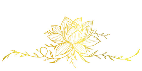 Lotus line art style vector with gold color, vesak vector illustration