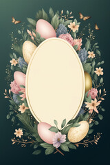 Poster - 2d flat colorful Easter invitation card white background,Generative AI