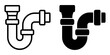 ofvs358 OutlineFilledVectorSign ofvs - sink pipe vector icon . siphon sign . isolated transparent . black outline and filled version . AI 10 / EPS 10 / PNG . g11698