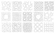 © redgreystock - Set of hand drawing paving stone and brick textures. Outline seamless patterns of street pavement. Cobblestone wall or path, floor tiles top view. Textured natural backgrounds design elements.