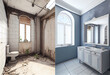Apartment or room before and after renovation. Renovation concept. AI generative.